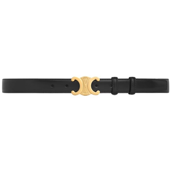 CELINE MEDIUM TRIOMPHE BELT IN TAURILLON LEATHER BLACK