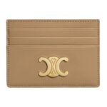 CELINE CARD HOLDER TRIOMPHE IN SHINY CALFSKIN CAPPUCCINO