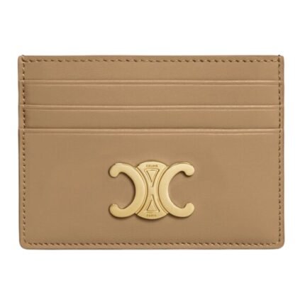 CELINE CARD HOLDER TRIOMPHE IN SHINY CALFSKIN SMOKED BROWN