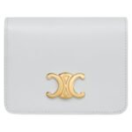 CELINE TRIOMPHE COMPACT WALLET IN SHINY CALFSKIN BLACK