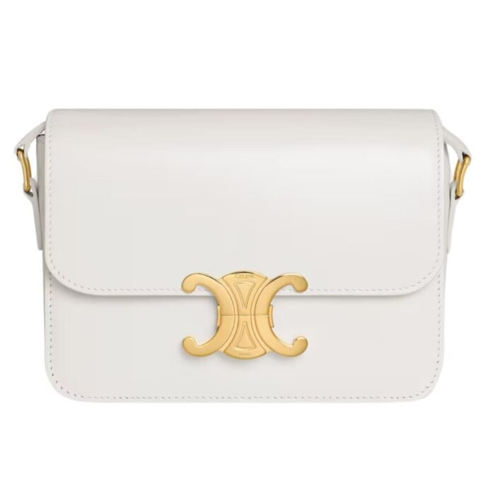 CELINE TEEN TRIOMPHE BAG IN SHINY CALFSKIN ICE BLUE