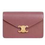 CELINE WALLET ON CHAIN MARGO IN SHINY CALFSKIN GLAZED BROWN