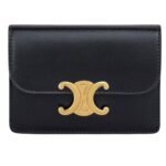 CELINE CARD HOLDER WITH FLAP TRIOMPHE IN SHINY CALFSKIN PEBBLE