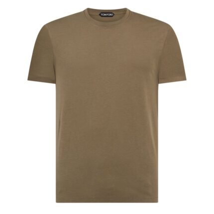 TOM FORD LYOCELL COTTON CREW T SHIRT FERN GREEN