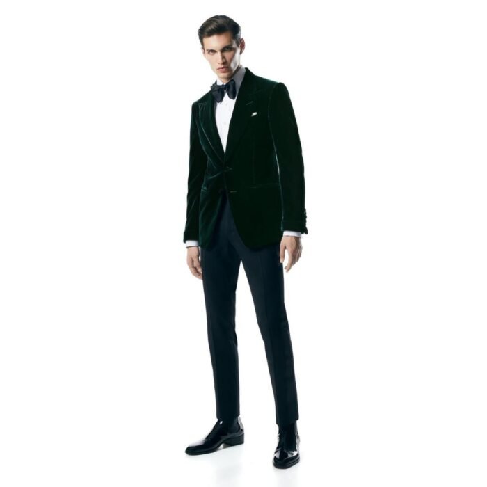 TOM FORD FLUID VELVET SHELTON COCKTAIL JACKET DARK EMERALD