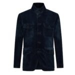 TOM FORD CASHMERE SUEDE MILITARY JACKET NAVY