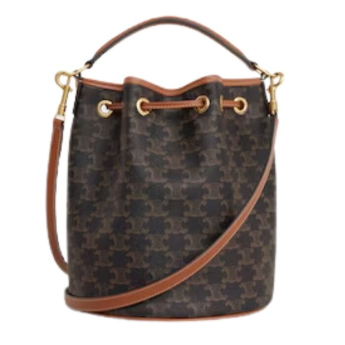 CELINE CLARA BAG IN TRIOMPHE CANVAS AND CALFSKIN