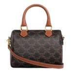 CELINE SMALL BOSTON IN TRIOMPHE CANVAS AND CALFSKIN