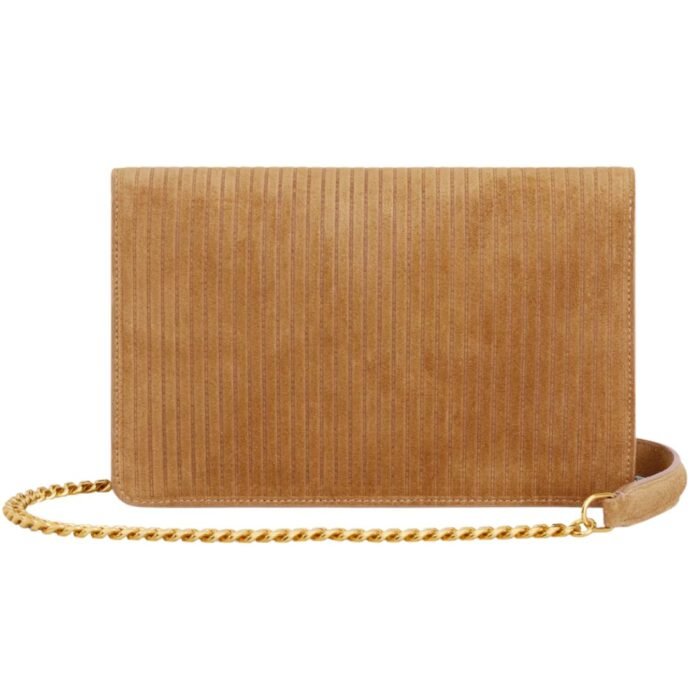 CELINE WALLET ON CHAIN MARGO IN STRIPED SUEDE CALFSKIN