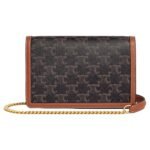 CELINE WALLET ON CHAIN MARGO IN TRIOMPHE CANVAS AND CALFSKIN