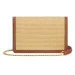 CELINE WALLET ON CHAIN MARGO IN RAFFIA EFFECT TEXTILE AND CALFSKIN