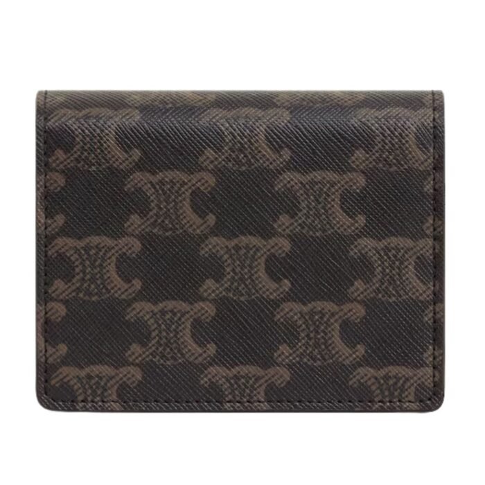 CELINE TRIOMPHE BUSINESS CARD HOLDER IN TRIOMPHE CANVAS AND LAMBSKIN