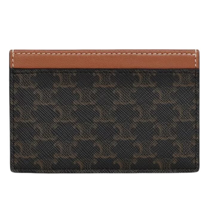 CELINE CARD HOLDER IN TRIOMPHE CANVAS WITH CELINE PRINT TAN