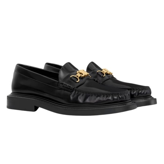 CELINE UNIVERSITÉ TRIOMPHE CHAIN LOAFFER IN POLISHED BULL BLACK