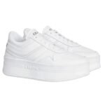 CELINE BLOCK SNEAKERS WITH WEDGE OUTSOLE IN CALFSKIN OPTIC WHITE