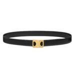 CELINE MEDIUM REVERSIBLE FRAMED TRIOMPHE BELT IN TAURILLON AND LIZARD EMBOSSED CALFSKIN BLACK