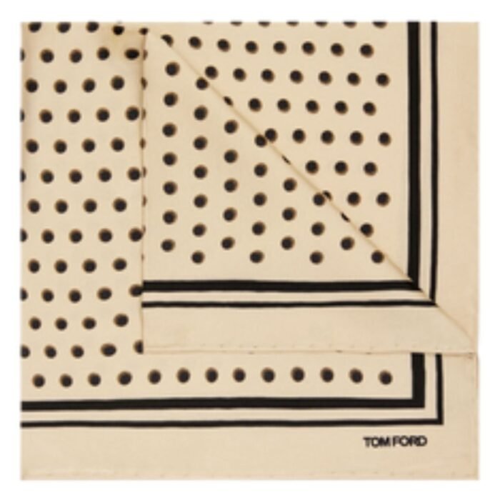 TOM FORD POLKA DOT SQUARE DESIGN POCKET SQUARE CHAMPAGNE