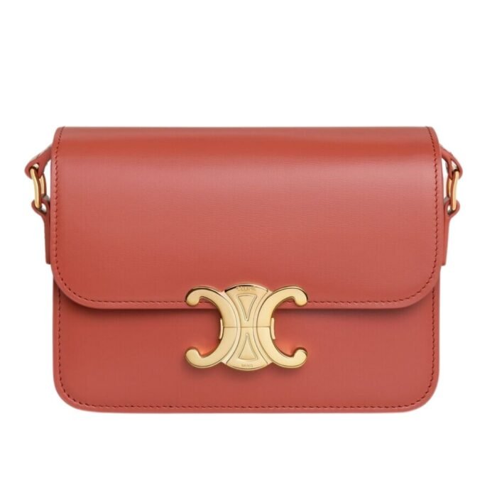 CELINE TEEN TRIOMPHE BAG IN SHINY CALFSKIN PALE BLUE