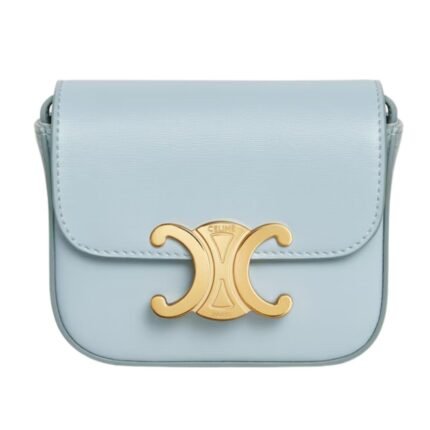 CELINE MINI CLAUDE IN SHINY CALFSKIN ICE BLUEÂ
