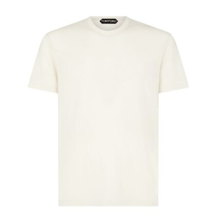 TOM FORD LYOCELL COTTON CREW T SHIRT ECRU