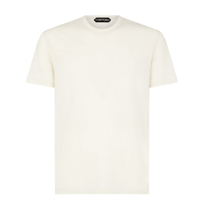 TOM FORD LYOCELL COTTON CREW T SHIRT ECRU