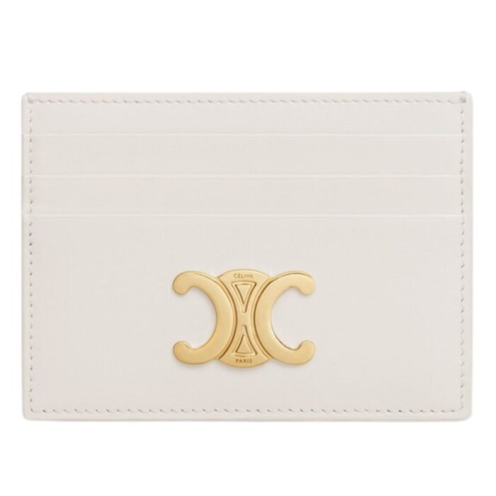 CELINE CARD HOLDER TRIOMPHE IN SHINY CALFSKIN CAPPUCCINO