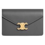 CELINE WALLET ON CHAIN MARGO IN SHINY CALFSKIN GLAZED BROWN