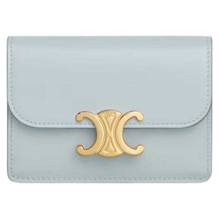 CELINE CARD HOLDER WITH FLAP TRIOMPHE IN SHINY CALFSKIN PEBBLE
