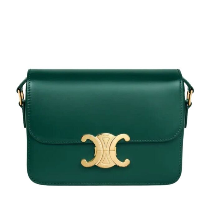 CELINE TEEN TRIOMPHE BAG IN SHINY CALFSKIN ICE BLUE
