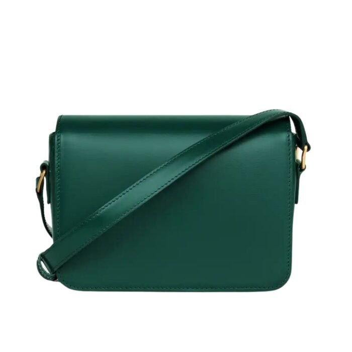 CELINE TEEN TRIOMPHE BAG IN SHINY CALFSKIN RACING GREEN