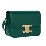 CELINE TEEN TRIOMPHE BAG IN SHINY CALFSKIN RACING GREEN