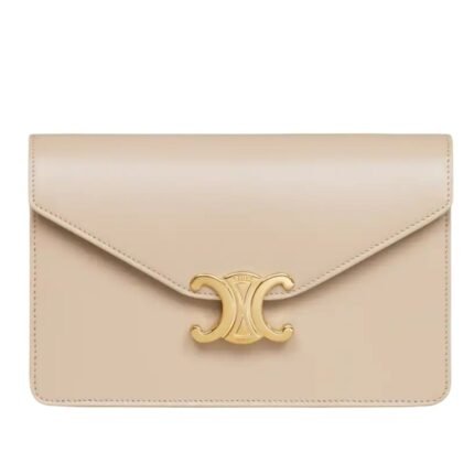 CELINE WALLET ON CHAIN MARGO IN SHINY CALFSKIN NUDE