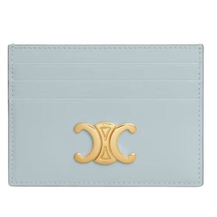 CELINE CARD HOLDER TRIOMPHE IN SHINY CALFSKIN CAPPUCCINO