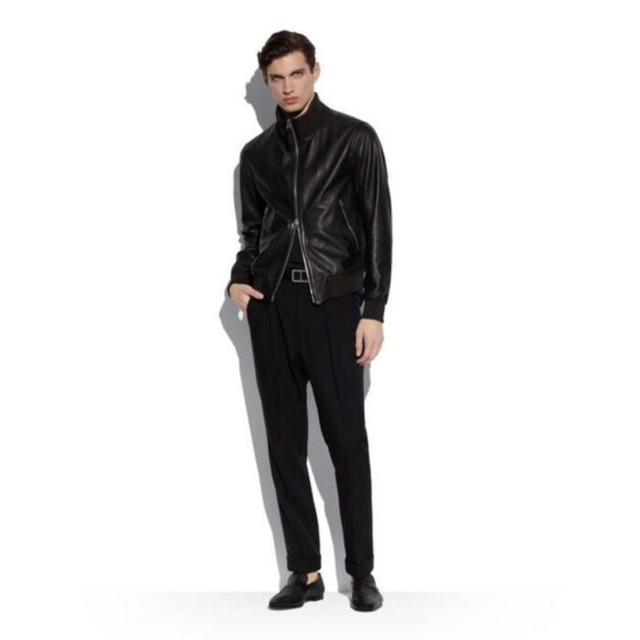 TOM FORD GRAIN LEATHER TRACK BOMBER