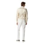 TOM FORD SHINY RAYON SATIN BOMBER WITH CONTRAST PIPING CHAMPAGNE