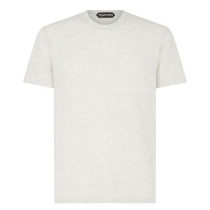 TOM FORD COTTON BLEND MELANGE CREW NECK T SHIRT PALE GREY