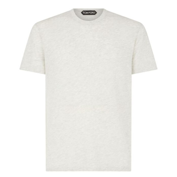 TOM FORD COTTON BLEND MELANGE CREW NECK T SHIRT BLACK