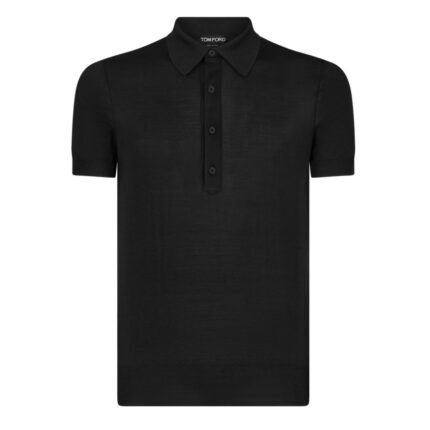 TOM FORD SILK VISCOSE POLO BLACK