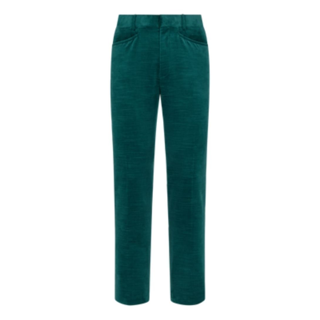 3 TOM FORD RIDGED VELVET DYLLAN TROUSER PEACOCK