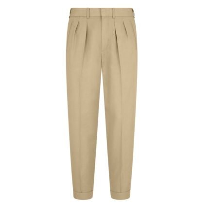 TOM FORD FLUID POPLIN DOUBLE PLEAT PANT DESERT KHAKI