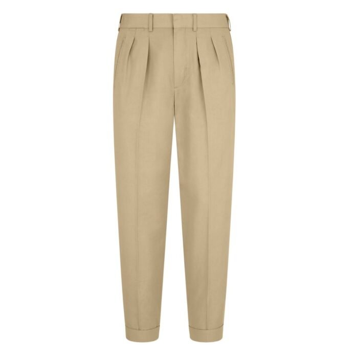 TOM FORD FLUID POPLIN DOUBLE PLEAT PANT DESERT KHAKI