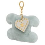 CELINE TRIOMPHE POM POM KEYRING WITH HEART IN SHEARLING AND CALFSKIN WITH GOLD FINISHING LIGHT CLAY