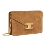 CELINE WALLET ON CHAIN MARGO IN STRIPED SUEDE CALFSKIN