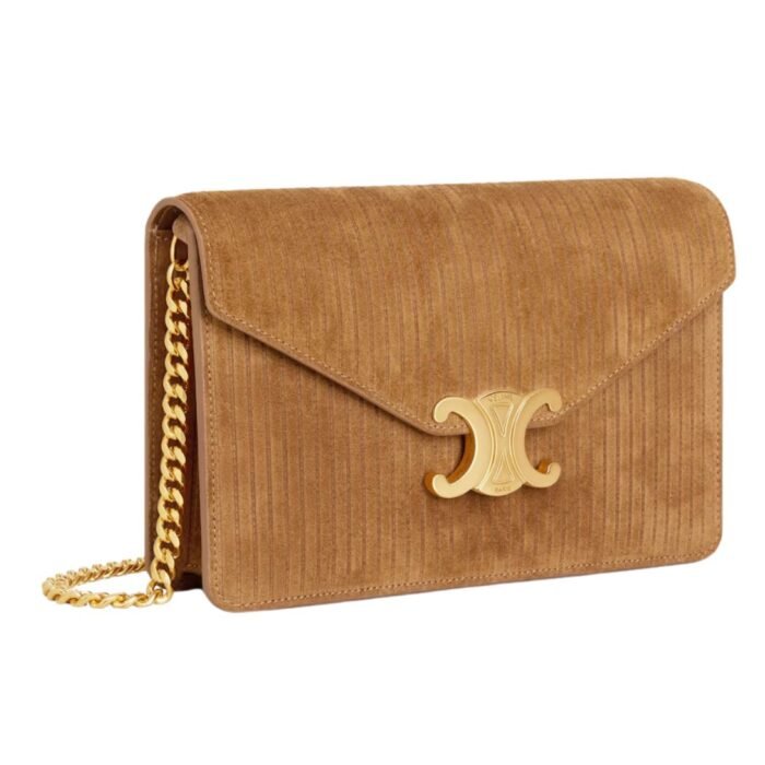 CELINE WALLET ON CHAIN MARGO IN STRIPED SUEDE CALFSKIN