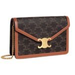CELINE WALLET ON CHAIN MARGO IN TRIOMPHE CANVAS AND CALFSKIN