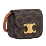 CELINE MINI CLAUDE IN TRIOMPHE CANVAS AND CALFSKIN