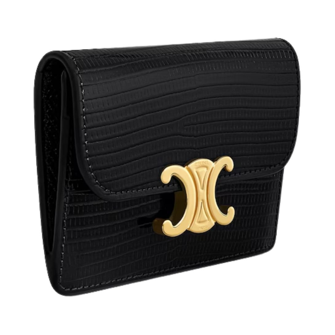 3 CELINE CARD HOLDER WITH FLAP TRIOMPHE IN LIZARD