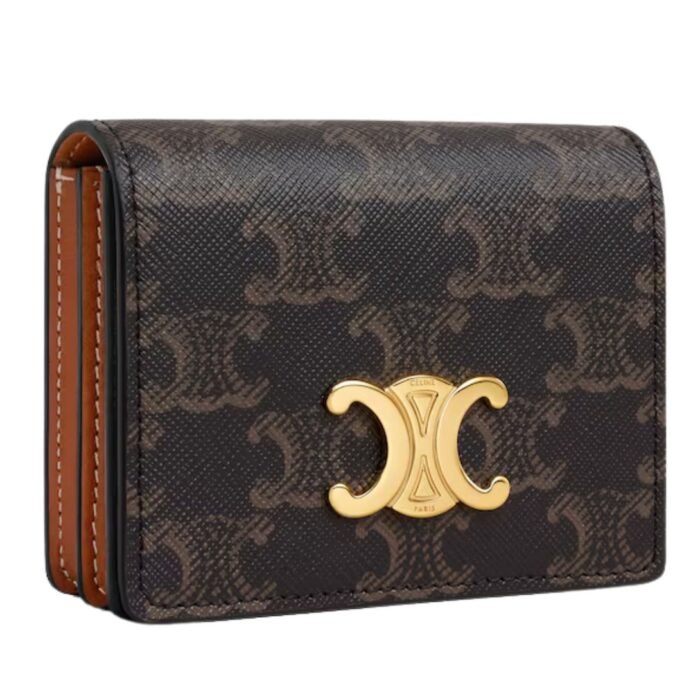 CELINE TRIOMPHE BUSINESS CARD HOLDER IN TRIOMPHE CANVAS AND LAMBSKIN