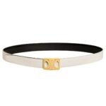 CELINE MEDIUM REVERSIBLE FRAMED TRIOMPHE BELT IN TAURILLON BLACK-WHITE COTTON