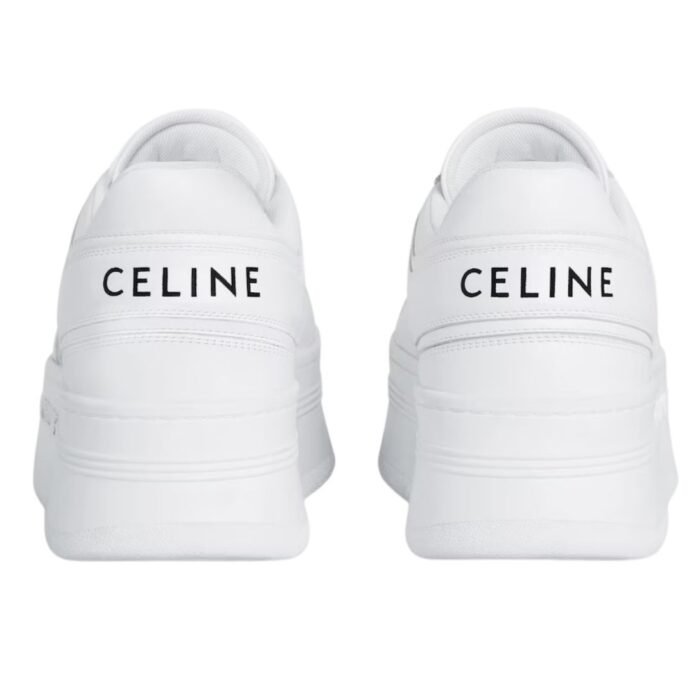 CELINE BLOCK SNEAKERS WITH WEDGE OUTSOLE IN CALFSKIN OPTIC WHITE